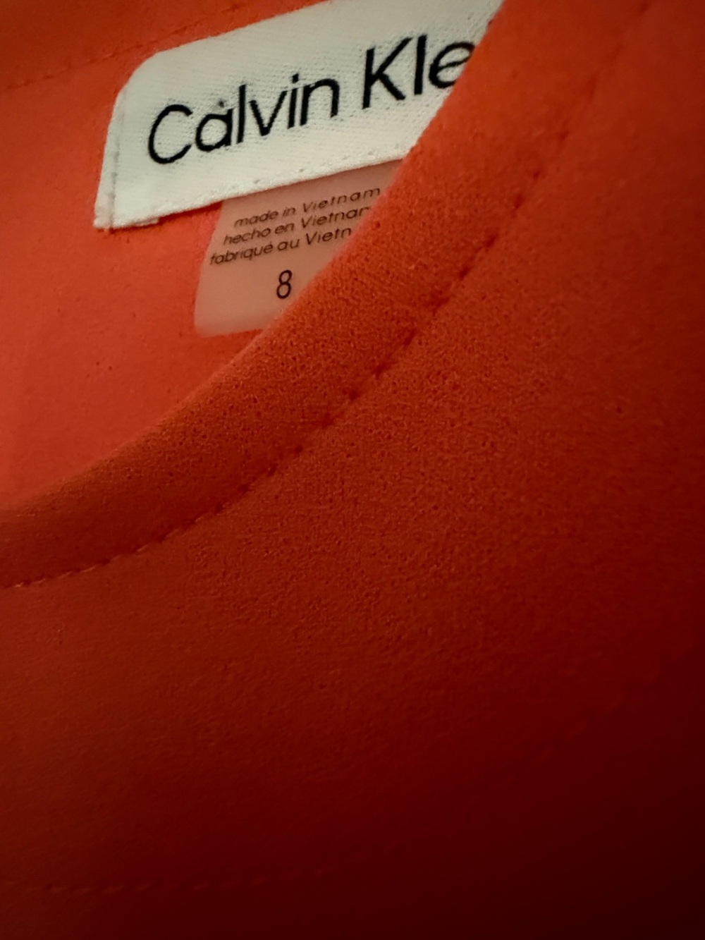 HOT DEAL! Calvin Klein Coral Midi Dress with Side Ruffle. Size 8. - Picture 3 of 4